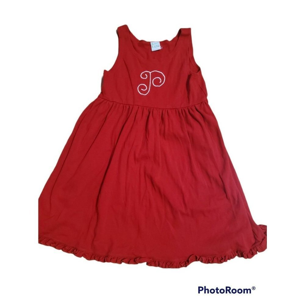 RAGS LAND Dress Red Size 8 Sleeveless Jumper Holiday Christmas Monogram P Knit